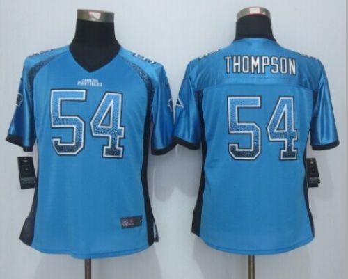 Nike Panthers #54 Shaq Thompson Blue Alternate Women's Stitched NFL Elite Drift Fashion Jersey