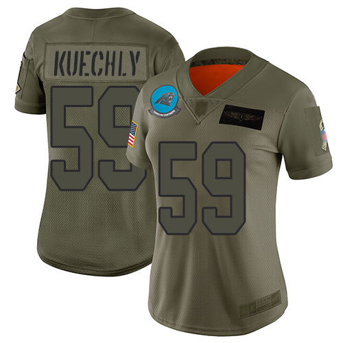 Nike Panthers #59 Luke Kuechly Camo Women's Stitched NFL Limited 2019 Salute to Service Jersey