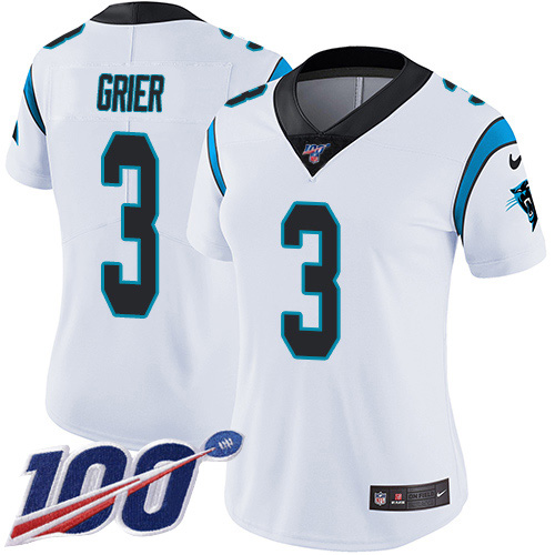 Nike Panthers #3 Will Grier White Women's Stitched NFL 100th Season Vapor Untouchable Limited Jersey