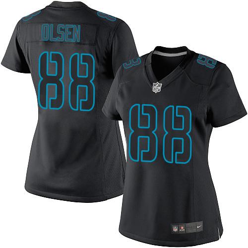 Nike Panthers #88 Greg Olsen Black Impact Women's Stitched NFL Limited Jersey