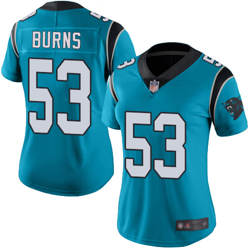 Nike Panthers #53 Brian Burns Blue Women's Stitched NFL Limited Rush Jersey