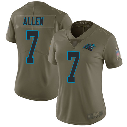 Nike Panthers #7 Kyle Allen Olive Women's Stitched NFL Limited 2017 Salute to Service Jersey
