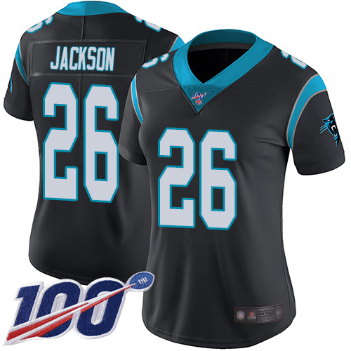 Nike Panthers #26 Donte Jackson Black Team Color Women's Stitched NFL 100th Season Vapor Limited Jersey