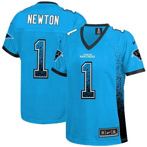 Nike Panthers #1 Cam Newton Blue Alternate Women's Stitched NFL Elite Drift Fashion Jersey