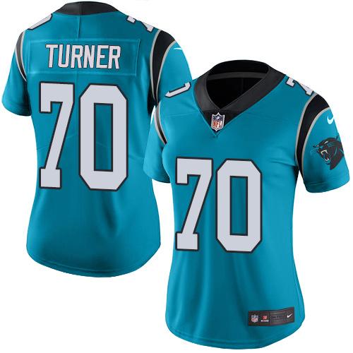Nike Panthers #70 Trai Turner Blue Alternate Women's Stitched NFL Vapor Untouchable Limited Jersey