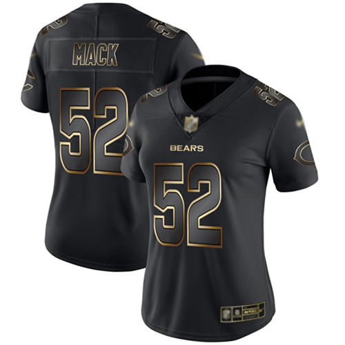 Nike Bears #52 Khalil Mack Black/Gold Women's Stitched NFL Vapor Untouchable Limited Jersey