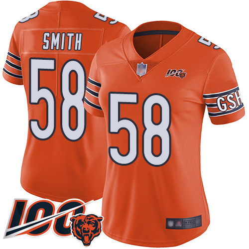 Nike Bears #58 Roquan Smith Orange Women's Stitched NFL Limited Rush 100th Season Jersey