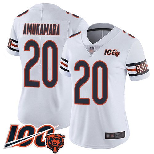 Nike Bears #20 Prince Amukamara White Women's Stitched NFL 100th Season Vapor Limited Jersey