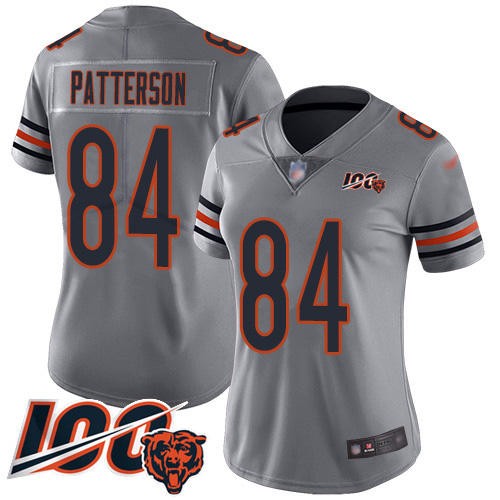 Nike Bears #84 Cordarrelle Patterson Silver Women's Stitched NFL Limited Inverted Legend 100th Season Jersey