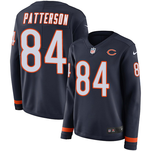 Nike Bears #84 Cordarrelle Patterson Navy Blue Team Color Women's Stitched NFL Limited Therma Long Sleeve Jersey