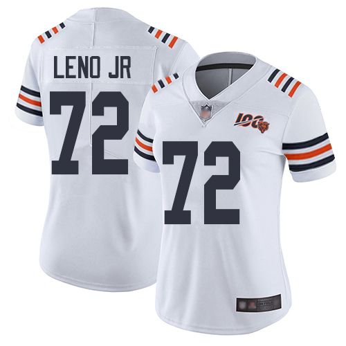 Nike Bears #72 Charles Leno Jr White Alternate Women's Stitched NFL Vapor Untouchable Limited 100th Season Jersey