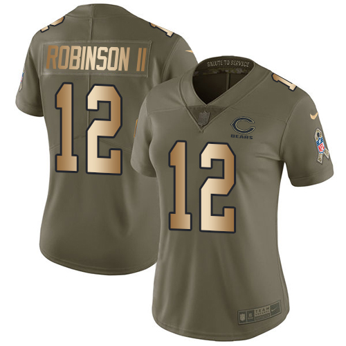 Nike Bears #12 Allen Robinson II Olive/Gold Women's Stitched NFL Limited 2017 Salute to Service Jersey