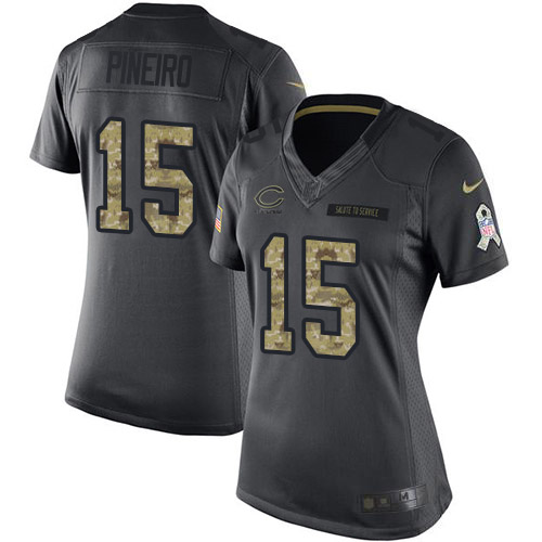 Nike Bears #15 Eddy Pineiro Black Women's Stitched NFL Limited 2016 Salute to Service Jersey
