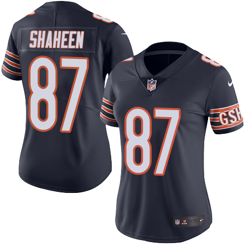 Nike Bears #87 Adam Shaheen Navy Blue Team Color Women's Stitched NFL Vapor Untouchable Limited Jersey