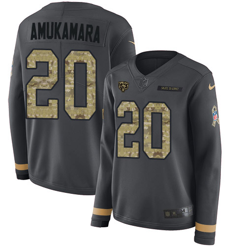 Nike Bears #20 Prince Amukamara Anthracite Salute to Service Women's Stitched NFL Limited Therma Long Sleeve Jersey