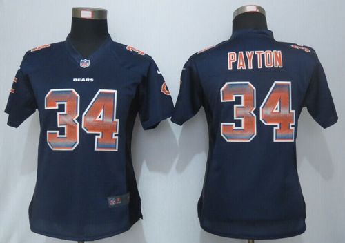 Nike Bears #34 Walter Payton Navy Blue Team Color Women's Stitched NFL Elite Strobe Jersey