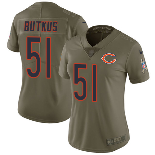 Nike Bears #51 Dick Butkus Olive Women's Stitched NFL Limited 2017 Salute to Service Jersey