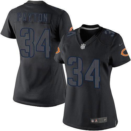 Nike Bears #34 Walter Payton Black Impact Women's Stitched NFL Limited Jersey
