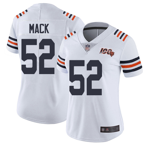 Nike Bears #52 Khalil Mack White Alternate Women's Stitched NFL Vapor Untouchable Limited 100th Season Jersey