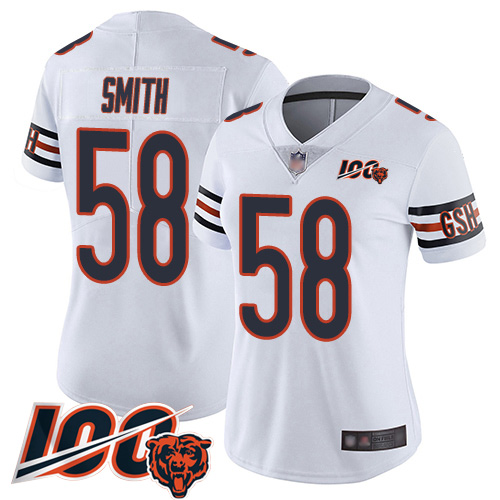 Nike Bears #58 Roquan Smith White Women's Stitched NFL 100th Season Vapor Limited Jersey