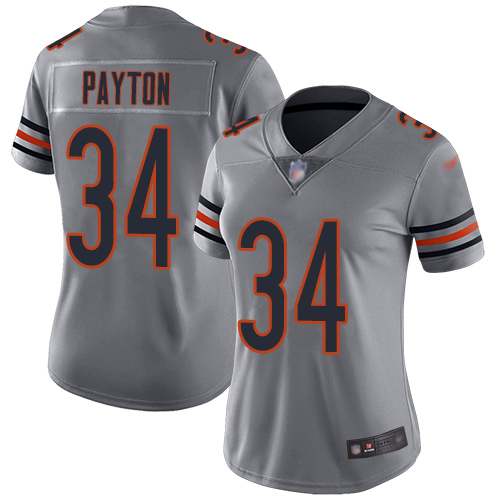 Nike Bears #34 Walter Payton Silver Women's Stitched NFL Limited Inverted Legend Jersey