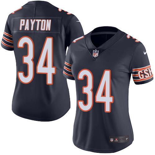 Nike Bears #34 Walter Payton Navy Blue Team Color Women's Stitched NFL Vapor Untouchable Limited Jersey