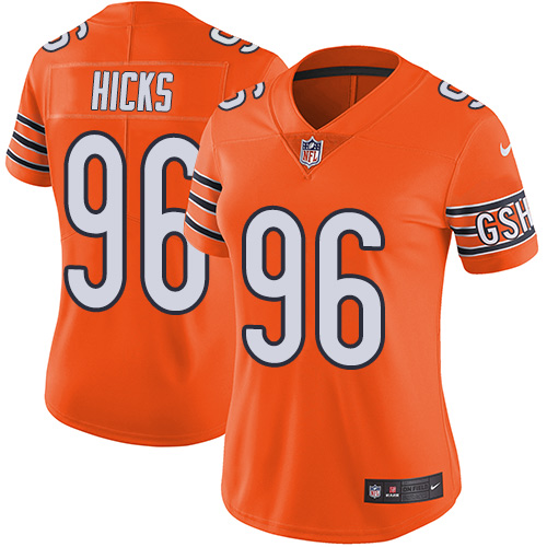 Nike Bears #96 Akiem Hicks Orange Women's Stitched NFL Limited Rush Jersey