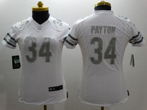 Nike Bears #34 Walter Payton White Women's Stitched NFL Limited Platinum Jersey