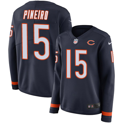 Nike Bears #15 Eddy Pineiro Navy Blue Team Color Women's Stitched NFL Limited Therma Long Sleeve Jersey