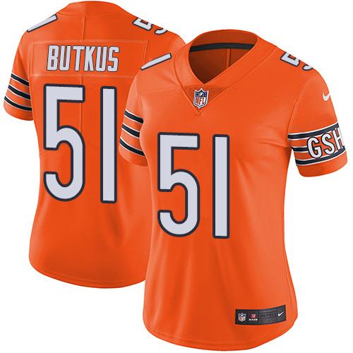 Nike Bears #51 Dick Butkus Orange Women's Stitched NFL Limited Rush Jersey