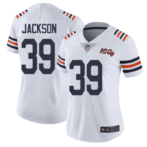 Nike Bears #39 Eddie Jackson White Alternate Women's Stitched NFL Vapor Untouchable Limited 100th Season Jersey