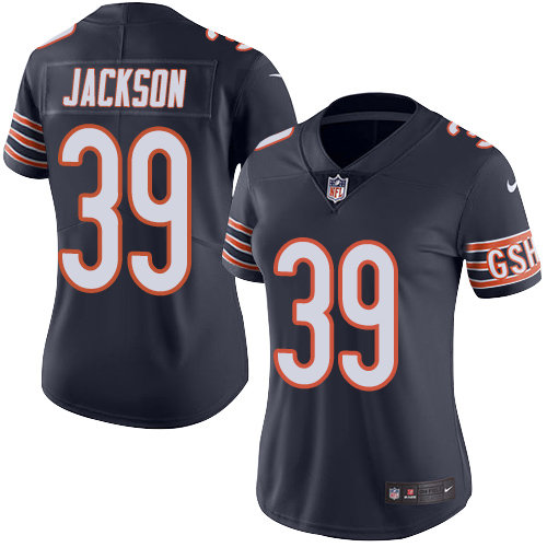 Nike Bears #39 Eddie Jackson Navy Blue Team Color Women's Stitched NFL Vapor Untouchable Limited Jersey