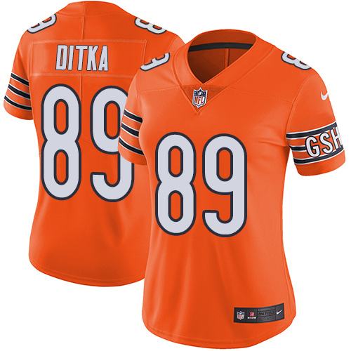 Nike Bears #89 Mike Ditka Orange Women's Stitched NFL Limited Rush Jersey