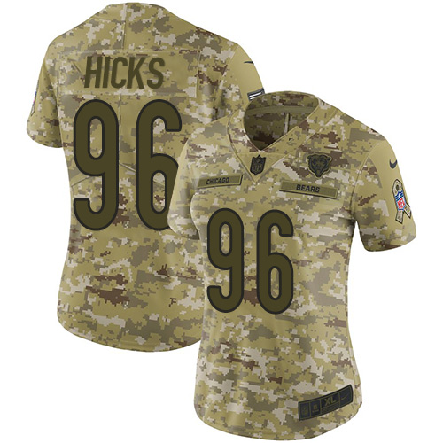 Nike Bears #96 Akiem Hicks Camo Women's Stitched NFL Limited 2018 Salute to Service Jersey