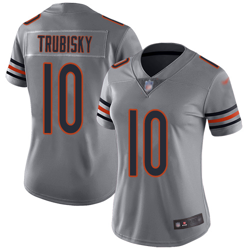 Nike Bears #10 Mitchell Trubisky Silver Women's Stitched NFL Limited Inverted Legend Jersey