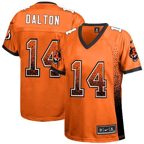 Nike Bengals #14 Andy Dalton Orange Alternate Women's Stitched NFL Elite Drift Fashion Jersey