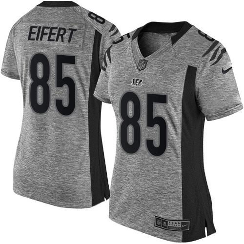 Nike Bengals #85 Tyler Eifert Gray Women's Stitched NFL Limited Gridiron Gray Jersey