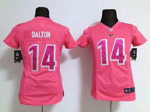 Nike Bengals #14 Andy Dalton Pink Sweetheart Women's Stitched NFL Elite Jersey