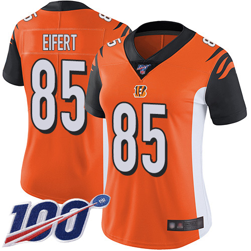 Nike Bengals #85 Tyler Eifert Orange Alternate Women's Stitched NFL 100th Season Vapor Limited Jersey