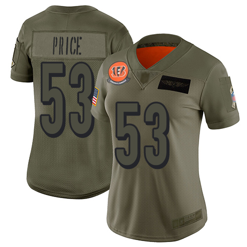 Nike Bengals #53 Billy Price Camo Women's Stitched NFL Limited 2019 Salute to Service Jersey