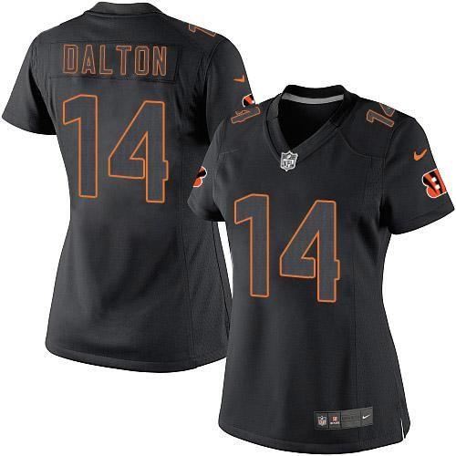 Nike Bengals #14 Andy Dalton Black Impact Women's Stitched NFL Limited Jersey