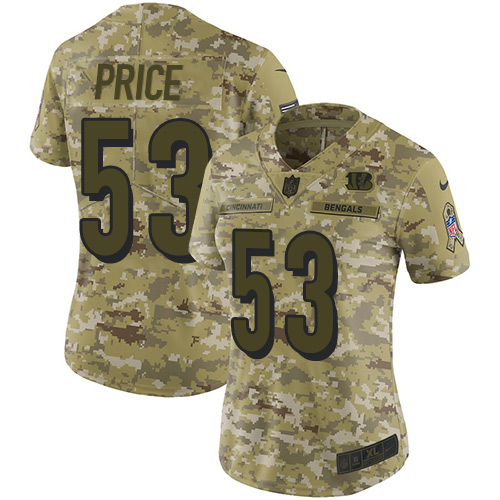 Nike Bengals #53 Billy Price Camo Women's Stitched NFL Limited 2018 Salute to Service Jersey
