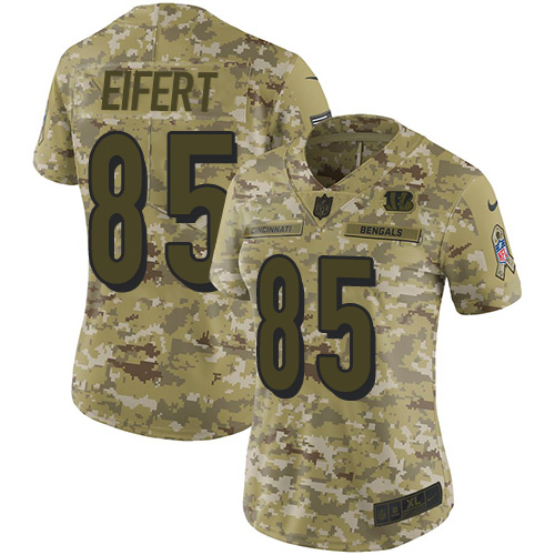 Nike Bengals #85 Tyler Eifert Camo Women's Stitched NFL Limited 2018 Salute to Service Jersey