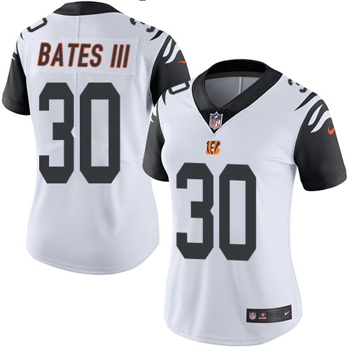 Nike Bengals #30 Jessie Bates III White Women's Stitched NFL Limited Rush Jersey