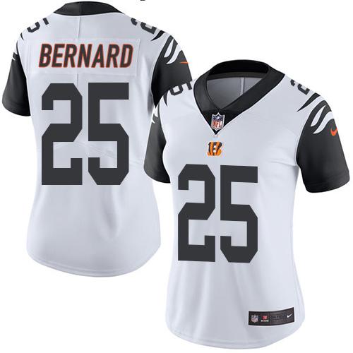 Nike Bengals #25 Giovani Bernard White Women's Stitched NFL Limited Rush Jersey