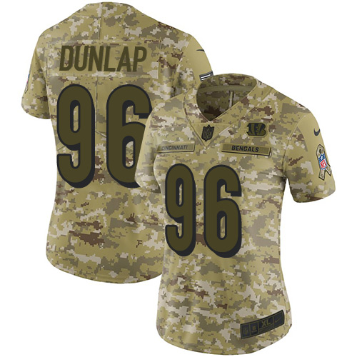 Nike Bengals #96 Carlos Dunlap Camo Women's Stitched NFL Limited 2018 Salute to Service Jersey