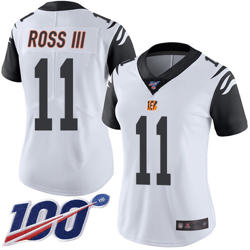 Nike Bengals #11 John Ross III White Women's Stitched NFL Limited Rush 100th Season Jersey