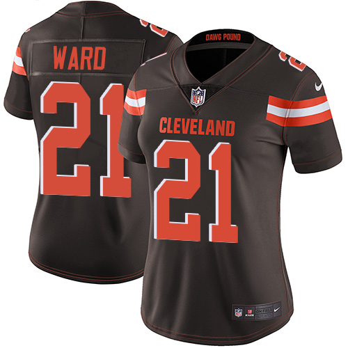Nike Browns #21 Denzel Ward Brown Team Color Women's Stitched NFL Vapor Untouchable Limited Jersey