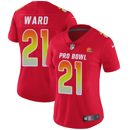 Nike Browns #21 Denzel Ward Red Women's Stitched NFL Limited AFC 2019 Pro Bowl Jersey
