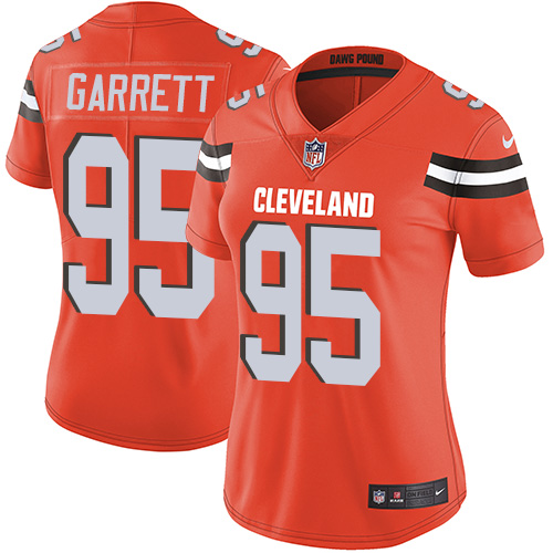 Nike Browns #95 Myles Garrett Orange Alternate Women's Stitched NFL Vapor Untouchable Limited Jersey